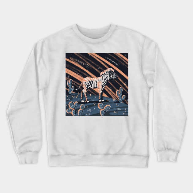 Night Zebra Crewneck Sweatshirt by fernandaschallen